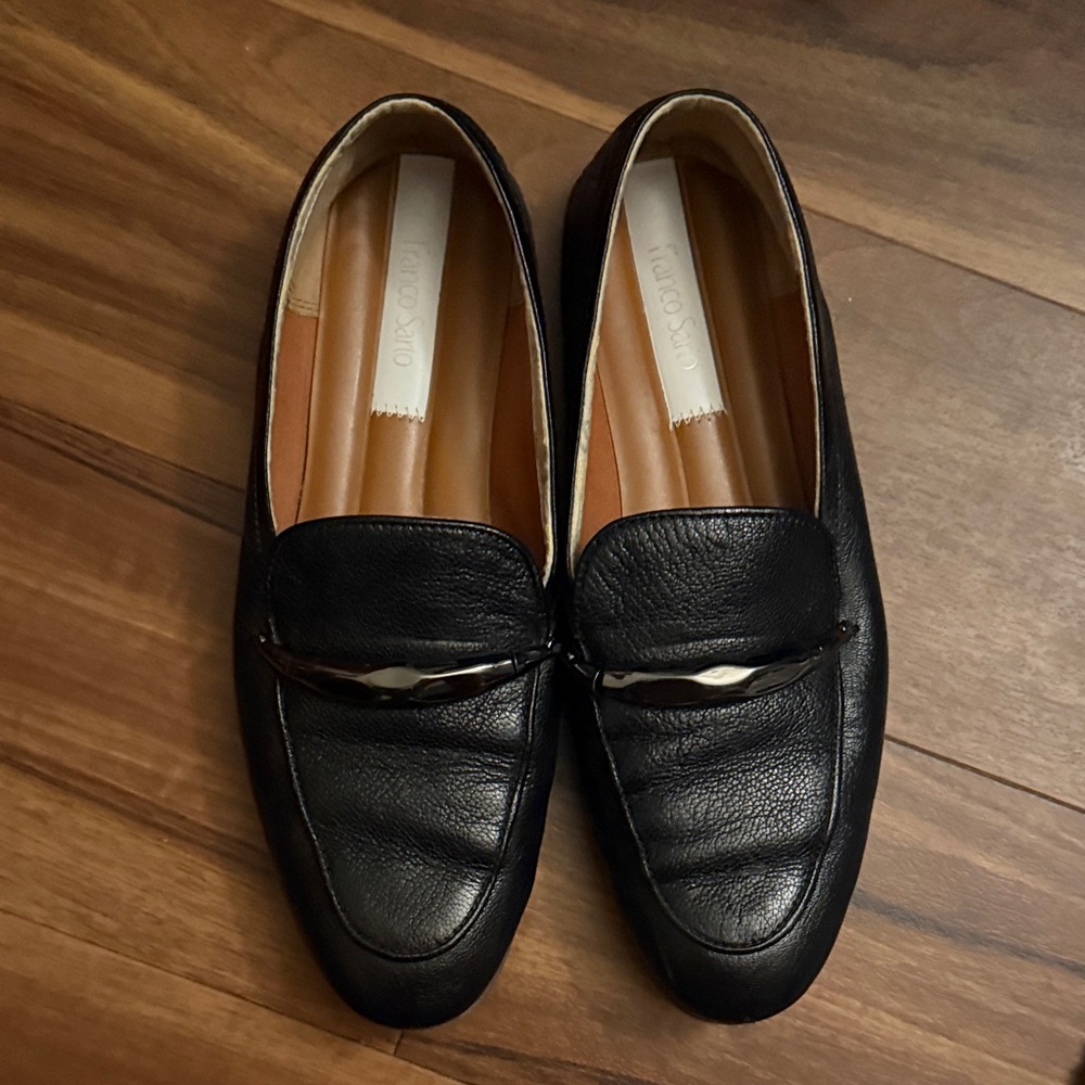 Franco Sarto Black Leather Slip-On Loafers